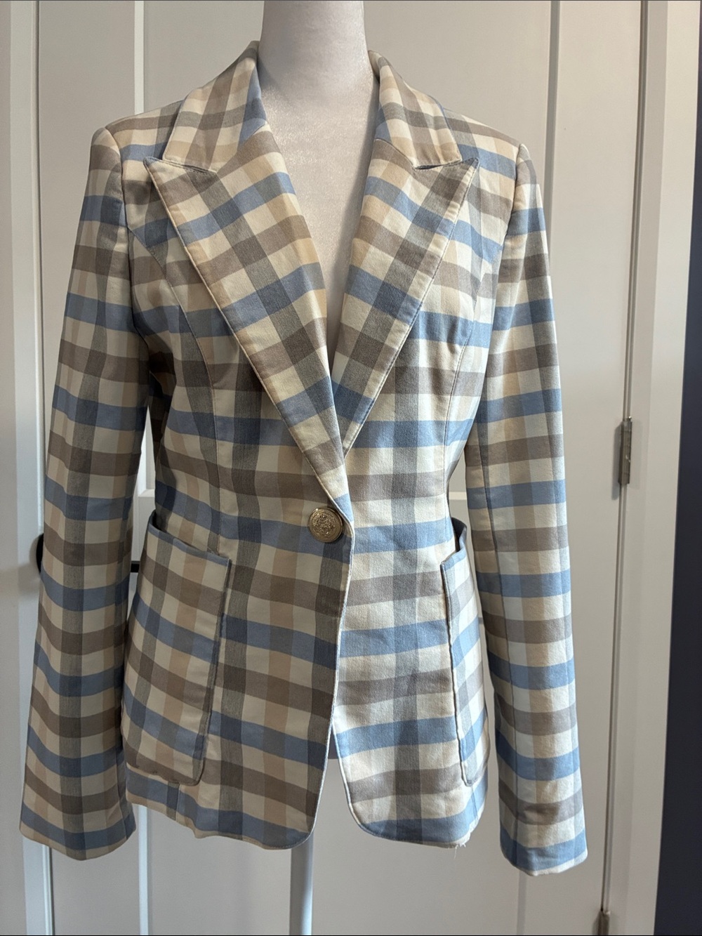 Autres Filles Plaid Single-Button Blazer -size M